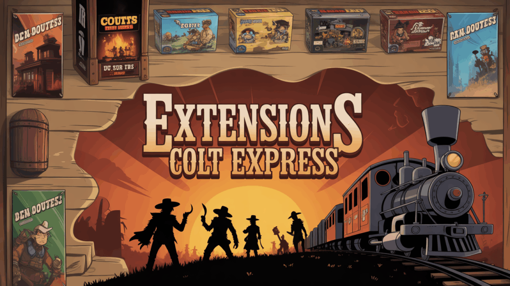 Colt Express : extensions et conseils pour des parties dynamiques Ambiance western Colt Express train 3D et boites de jeux