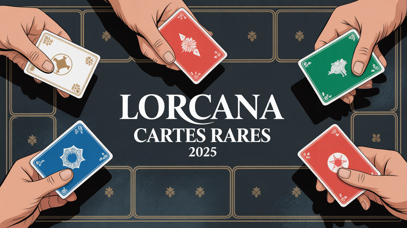 Carte Lorcana la plus chère en 2025 : records, explications et conseils Tapis jeu Lorcana, cartes brillantes, ambiance collection