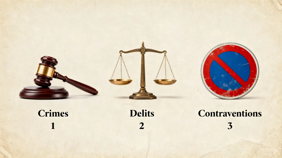 Criminalité en France : chiffres, causes, solutions et perspectives 2025 Infographie classification crimes délits contraventions
