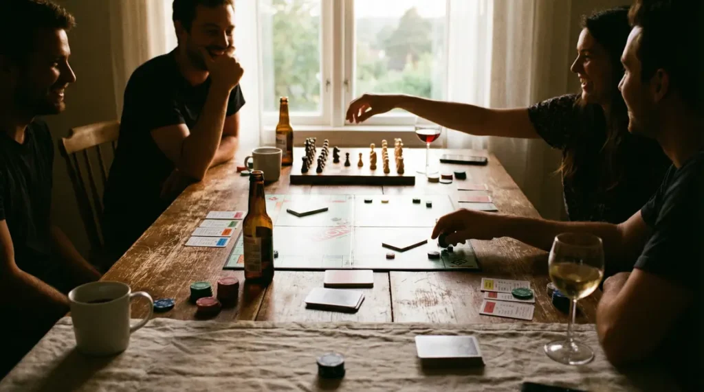 Règle du jeu 421 : apprenez et jouez facilement au classique des dés Jeu 421 table conviviale avec dés et jetons