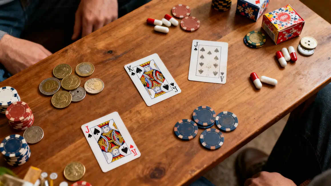 Règle du jeu 421 : apprenez et jouez facilement au classique des dés Dés et jetons jeu 421 sur table en bois