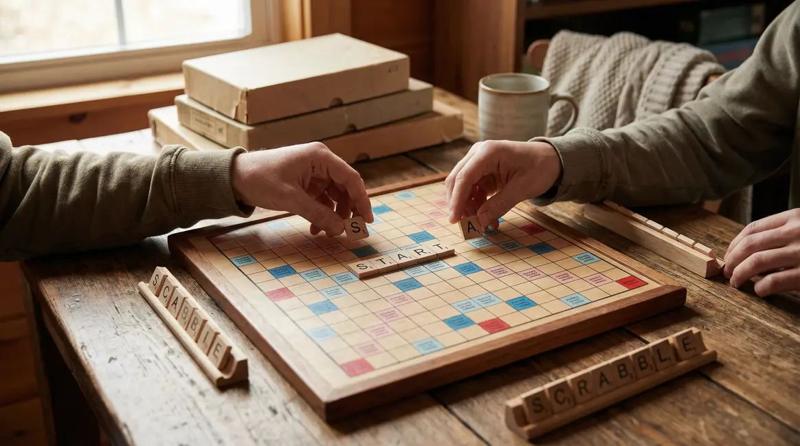 Ro au Scrabble : valide ou non ? Règles essentielles et astuces simples Plateau Scrabble debut partie joueurs ambiance