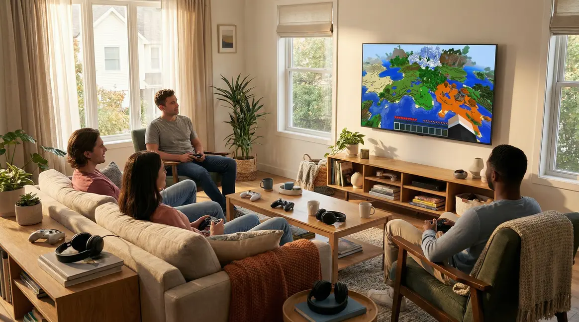 Serveur Minecraft 1.21.5 : comment choisir le bon serveur et éviter les pièges Amis devant carte serveur Minecraft 1.21.5