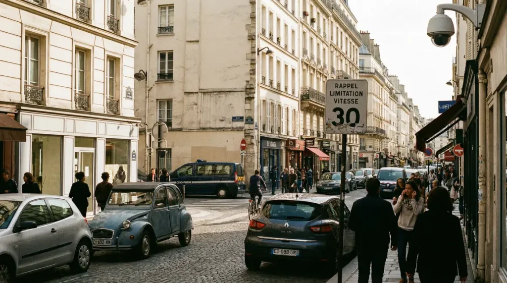 Criminalité en France : chiffres, causes, solutions et perspectives 2025 Scène urbaine française surveillance police quartier