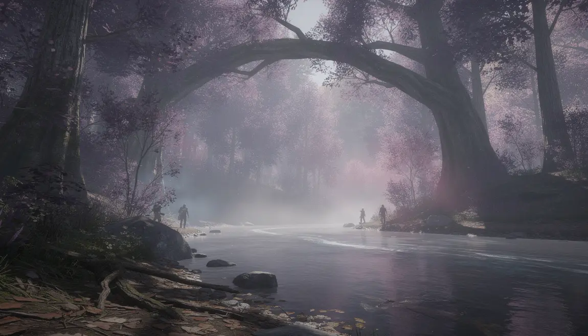Bois pourpre Clair Obscur : 5 clés pour booster vos chromas et réussir la fontaine Foret Bois Pourpre arche riviere joueurs