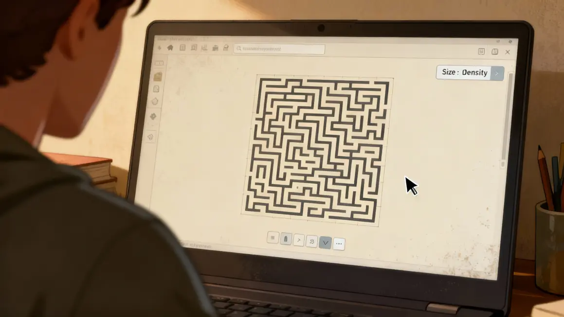 Générateur de labyrinthe en ligne : créez et personnalisez votre casse-tête en quelques clics ecran generique de creation de labyrinthe en ligne avec options de personnalisation