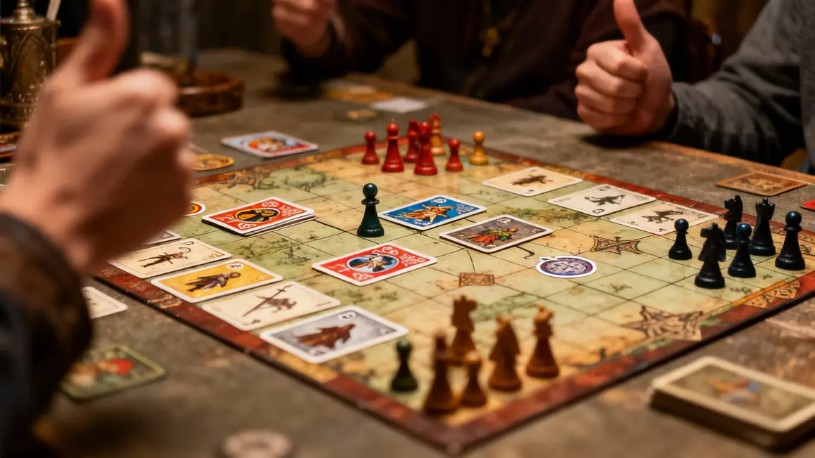 Dilemme du roi : le jeu legacy narratif qui change chaque partie Plateau du Dilemme du Roi avec autocollants et votes