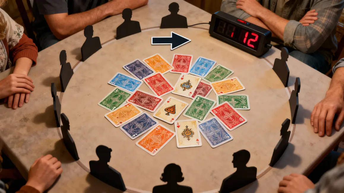 Olé Guacamolé : avis, règles et conseils pour électriser vos apéros famille Cartes Ole Guacamole étalées, flèche directionnelle et timer