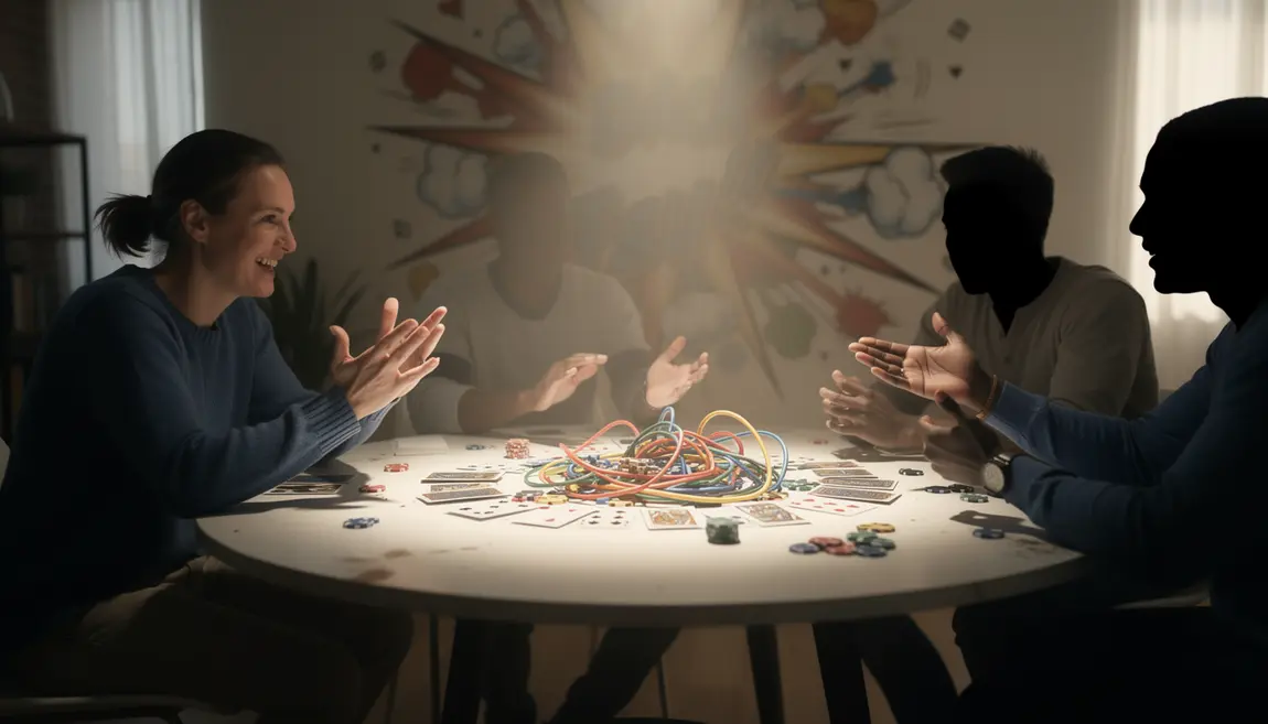 Time Bomb Evolution : découvrez pourquoi ce jeu à rôles cachés fait l’unanimité Joueurs discutent autour de Time Bomb Evolution bluff ambiance