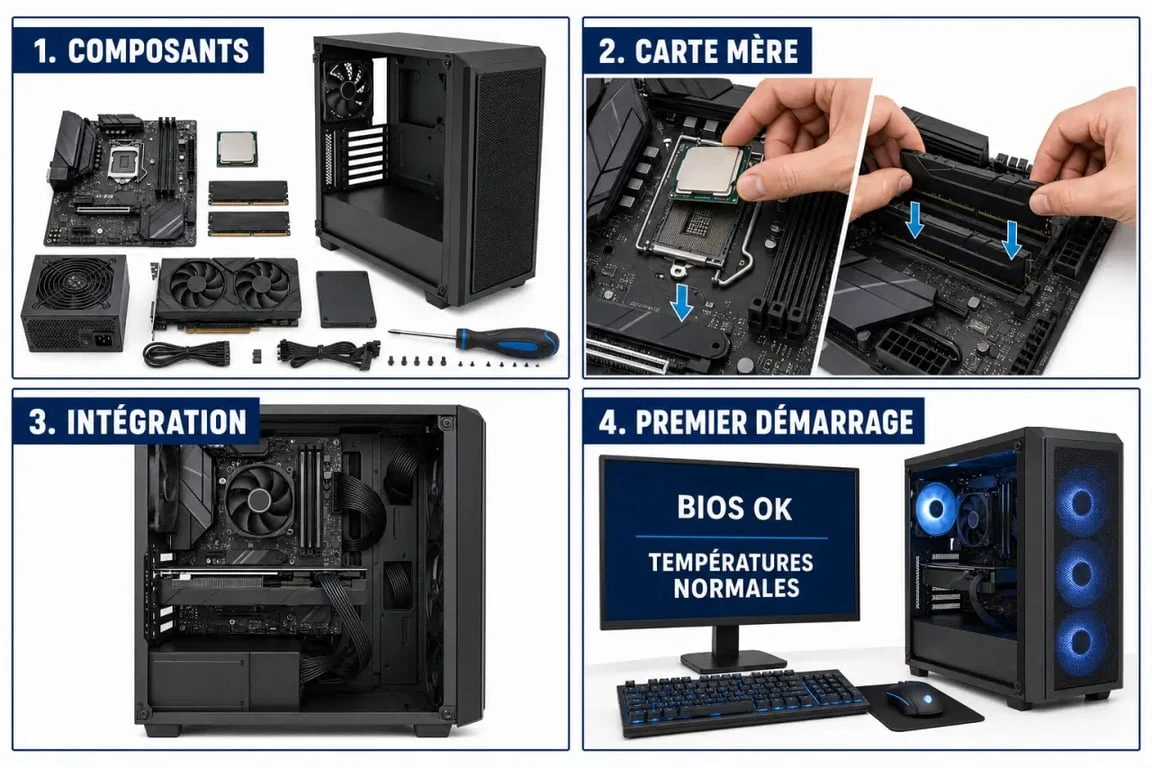 PC gamer à monter soi-même : choisir les composants, brancher les câbles et réussir le premier démarrage Comment monter un pc gamer étape par étape avec composants, carte mère, alimentation et carte graphique