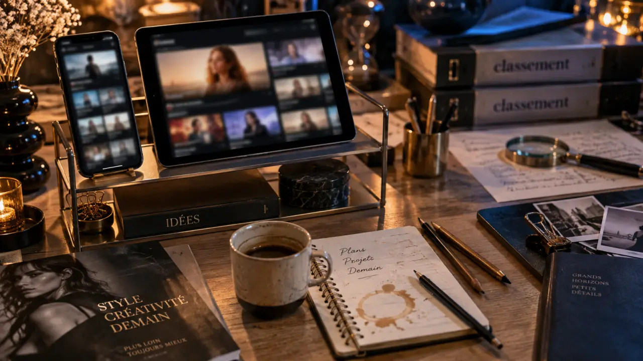 Meilleur chaine youtube : bureau avec smartphone et vignettes